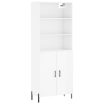 Credenza Bianco Lucido 69,5x34x180 cm in Legno Multistrato