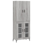 Credenza Grigio Sonoma 69,5x34x180 cm in Legno Multistrato