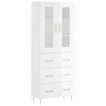 Credenza Bianco Lucido 69,5x34x180 cm in Legno Multistrato