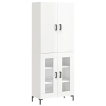 Credenza Bianco Lucido 69,5x34x180 cm in Legno Multistrato