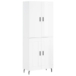 Credenza Bianco Lucido 69,5x34x180 cm in Legno Multistrato