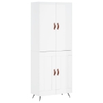 Credenza Bianco Lucido 69,5x34x180 cm in Legno Multistrato