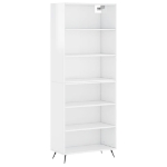 Credenza Bianco Lucido 69,5x32,5x180 cm Legno Multistrato