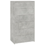 Credenza con 6 Cassetti Grigio Cemento 50x34x96cm in Truciolato