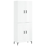 Credenza Bianco Lucido 69,5x34x180 cm in Legno Multistrato