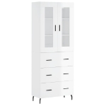 Credenza Bianco Lucido 69,5x34x180 cm in Legno Multistrato