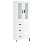 Credenza Bianco Lucido 69,5x34x180 cm in Legno Multistrato