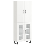 Credenza Bianco Lucido 69,5x34x180 cm in Legno Multistrato