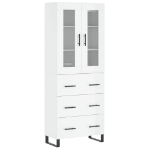 Credenza Bianco Lucido 69,5x34x180 cm in Legno Multistrato