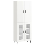 Credenza Bianco Lucido 69,5x34x180 cm in Legno Multistrato