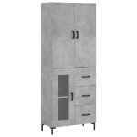 Credenza Grigio Cemento 69,5x34x180 cm in Legno Multistrato