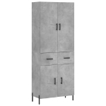 Credenza Grigio Cemento 69,5x34x180 cm in Legno Multistrato