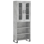 Credenza Grigio Cemento 69,5x34x180 cm in Legno Multistrato