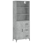 Credenza Grigio Cemento 69,5x34x180 cm in Legno Multistrato