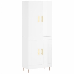 Credenza Bianco Lucido 69,5x34x180 cm in Legno Multistrato