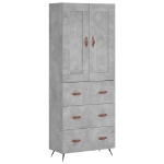 Credenza Grigio Cemento 69,5x34x180 cm in Legno Multistrato