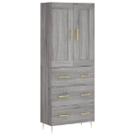 Credenza Grigio Sonoma 69,5x34x180 cm in Legno Multistrato