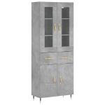 Credenza Grigio Cemento 69,5x34x180 cm in Legno Multistrato