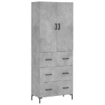 Credenza Grigio Cemento 69,5x34x180 cm in Legno Multistrato