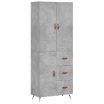 Credenza Grigio Cemento 69,5x34x180 cm in Legno Multistrato