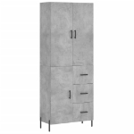 Credenza Grigio Cemento 69,5x34x180 cm in Legno Multistrato