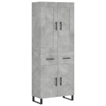 Credenza Grigio Cemento 69,5x34x180 cm in Legno Multistrato