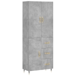 Credenza Grigio Cemento 69,5x34x180 cm in Legno Multistrato