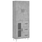 Credenza Grigio Cemento 69,5x34x180 cm in Legno Multistrato