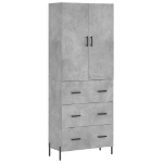 Credenza Grigio Cemento 69,5x34x180 cm in Legno Multistrato