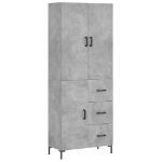 Credenza Grigio Cemento 69,5x34x180 cm in Legno Multistrato