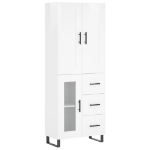 Credenza Bianco Lucido 69,5x34x180 cm in Legno Multistrato