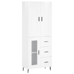 Credenza Bianco Lucido 69,5x34x180 cm in Legno Multistrato