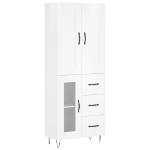 Credenza Bianco Lucido 69,5x34x180 cm in Legno Multistrato