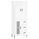 Credenza Bianco Lucido 69,5x34x180 cm in Legno Multistrato