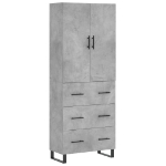 Credenza Grigio Cemento 69,5x34x180 cm in Legno Multistrato