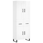 Credenza Bianco Lucido 69,5x34x180 cm in Legno Multistrato