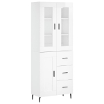 Credenza Bianco Lucido 69,5x34x180 cm in Legno Multistrato