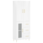 Credenza Bianco Lucido 69,5x34x180 cm in Legno Multistrato