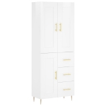 Credenza Bianco Lucido 69,5x34x180 cm in Legno Multistrato