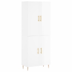 Credenza Bianco Lucido 69,5x34x180 cm in Legno Multistrato