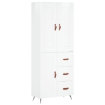 Credenza Bianco Lucido 69,5x34x180 cm in Legno Multistrato