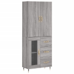 Credenza Grigio Sonoma 69,5x34x180 cm in Legno Multistrato