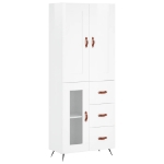 Credenza Bianco Lucido 69,5x34x180 cm in Legno Multistrato