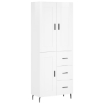 Credenza Bianco Lucido 69,5x34x180 cm in Legno Multistrato