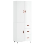 Credenza Bianco Lucido 69,5x34x180 cm in Legno Multistrato