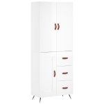 Credenza Bianco Lucido 69,5x34x180 cm in Legno Multistrato