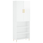 Credenza Bianco Lucido 69,5x34x180 cm in Legno Multistrato