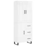 Credenza Bianco Lucido 69,5x34x180 cm in Legno Multistrato