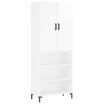 Credenza Bianco Lucido 69,5x34x180 cm in Legno Multistrato