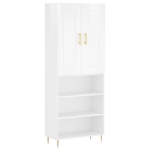 Credenza Bianco Lucido 69,5x34x180 cm in Legno Multistrato